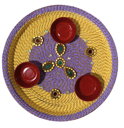 Beautiful Aarthi Thali With Accessories Included (10.5" Diameter) - 2 Colors