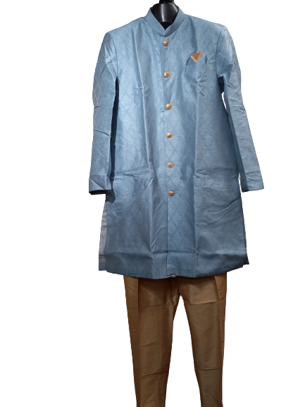 Traditional Indian Sherwani for Men - Light Blue