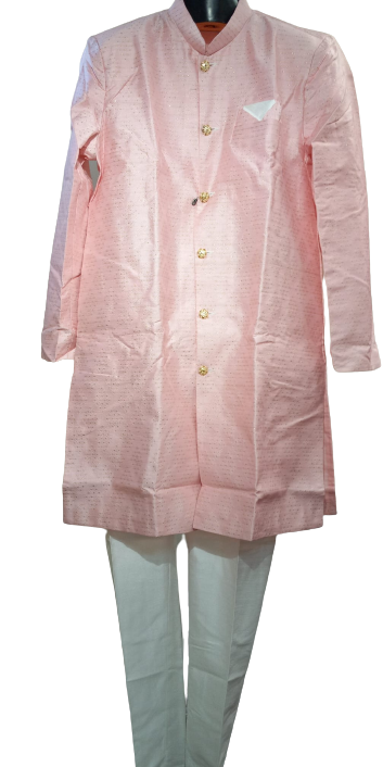 Traditional Indian Sherwani for Men - Light Pink