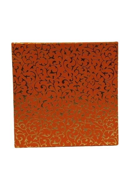 Elegant Orange Sweetbox with Gold Leaf Pattern - Perfect for Gifting 1/2kg Treats
