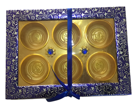 Blue 6 Partition Dry Fruit Box
