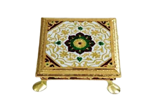 Traditional Meenakari Floral Golden Chowki / Bajot