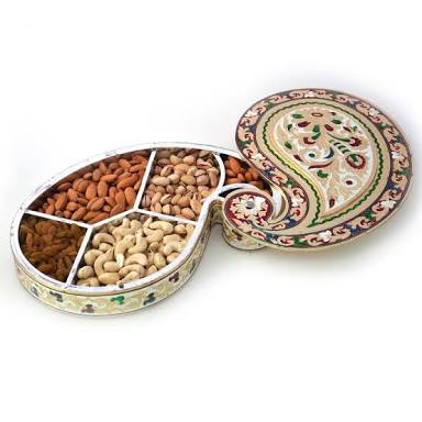 Decorative Meenakari Dry Fruit Large Mango Shape Box 12"