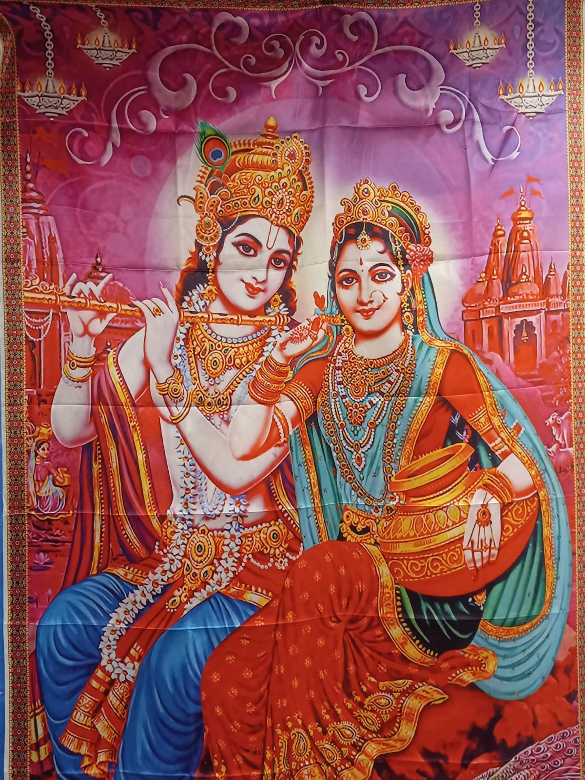 Traditional Indian Backdrop Cloth For Festival & Pooja Decor # 22