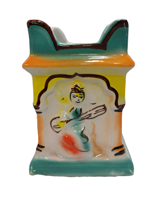 Porcelain Small Sqaure Tulsi Planters Pot - Multicolour - 7" Height