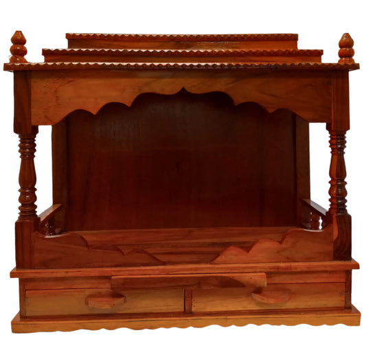 Teak Wooden Pooja Mandir, Open Style - 24" & 30" Wide