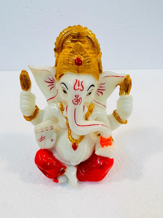 Beautiful & Colorful Fiber Very Small Ganesh Statue - 4" # 10