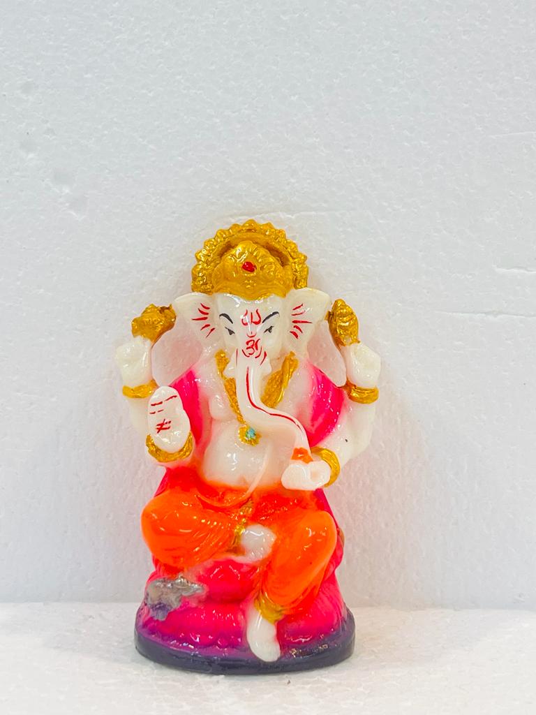 Beautiful & Colorful Fiber Very Small Ganesh Statue - 4" # 11