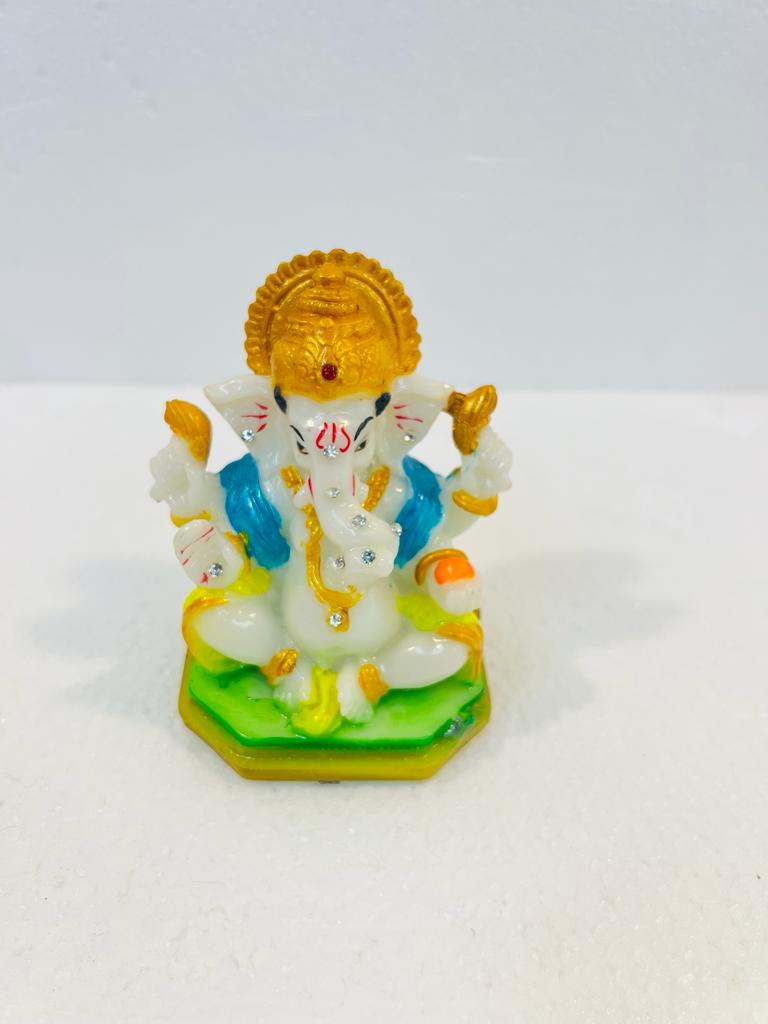 Beautiful & Colorful Fiber Very Small Ganesh Statue - 4" # 13