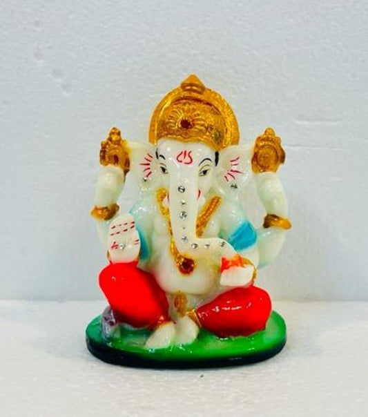 Beautiful & Colorful Fiber Very Small Ganesh Statue - 4" # 16