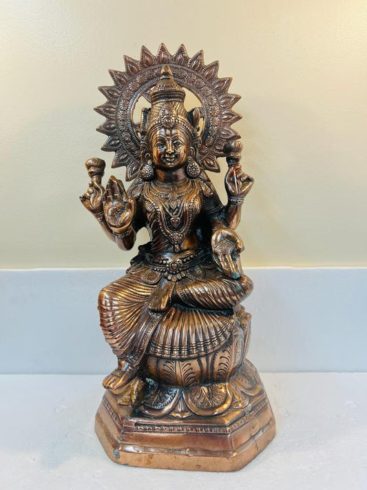 Artistic Black Metal Large Statue of Goddess Laxmi Mata 23"