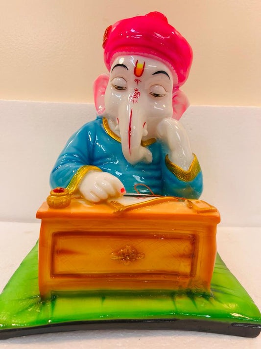 Beautiful & Colorful Fiber Ganesh Statue in Munim Style - 12" # 9