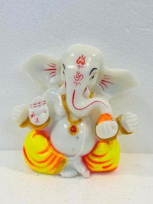 Beautiful & Colorful Fiber Small Ganesh Statue - 4.75" # 24