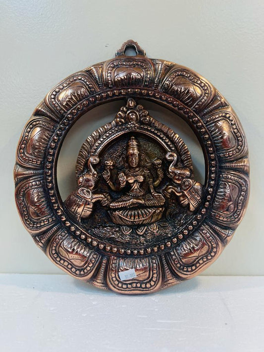 Black Metal Antique Wall Hanging Decor of Goddess Laxmi Mata - 12.5"