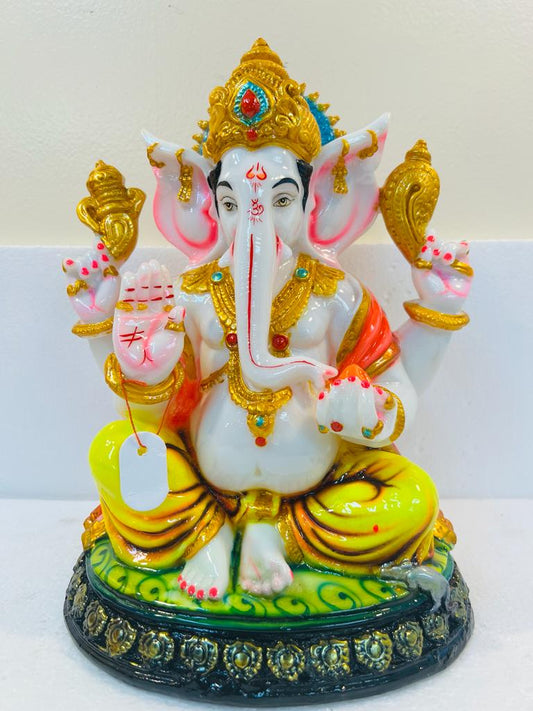 Beautiful & Colorful Fiber Ganesh Statue - 12.75" # 12