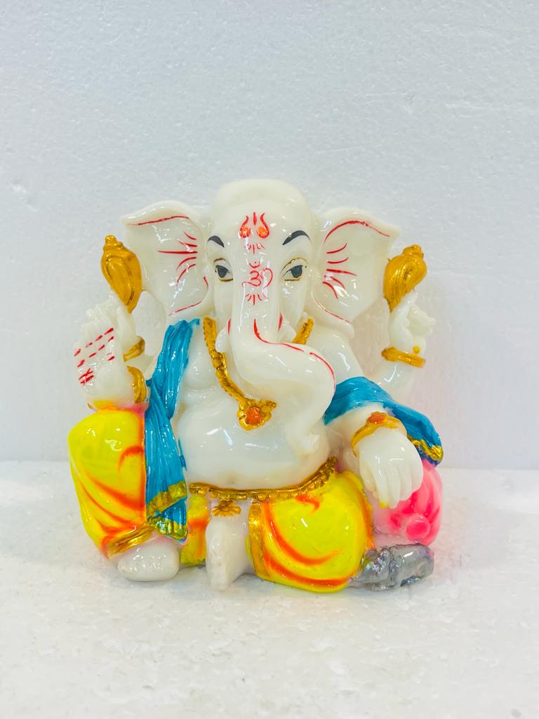 Beautiful & Colorful Fiber Small Ganesh Statue - 4.5" # 26