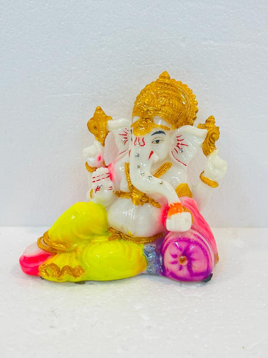 Beautiful & Colorful Fiber Small Ganesh Statue - 4.5" # 27