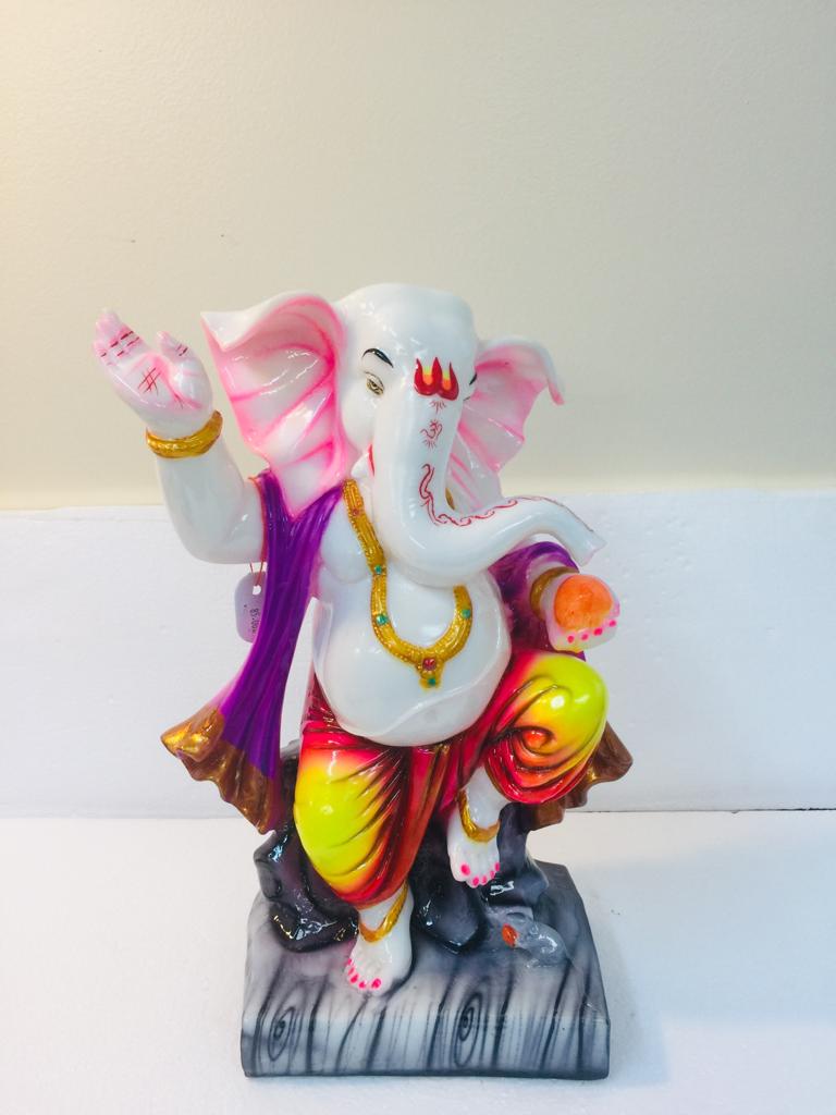 Beautiful & Colorful Fiber Dancing Ganesh Statue - 14.25" # 16