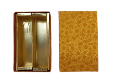 Beautiful Decorative Marigold Empty Sweet Boxes with Dark Gold Leaf Pattern - 1/4 Kg