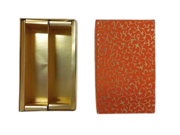 Beautiful Decorative Orange Empty Sweet Boxes with Gold Leaf Pattern - 1/4 Kg