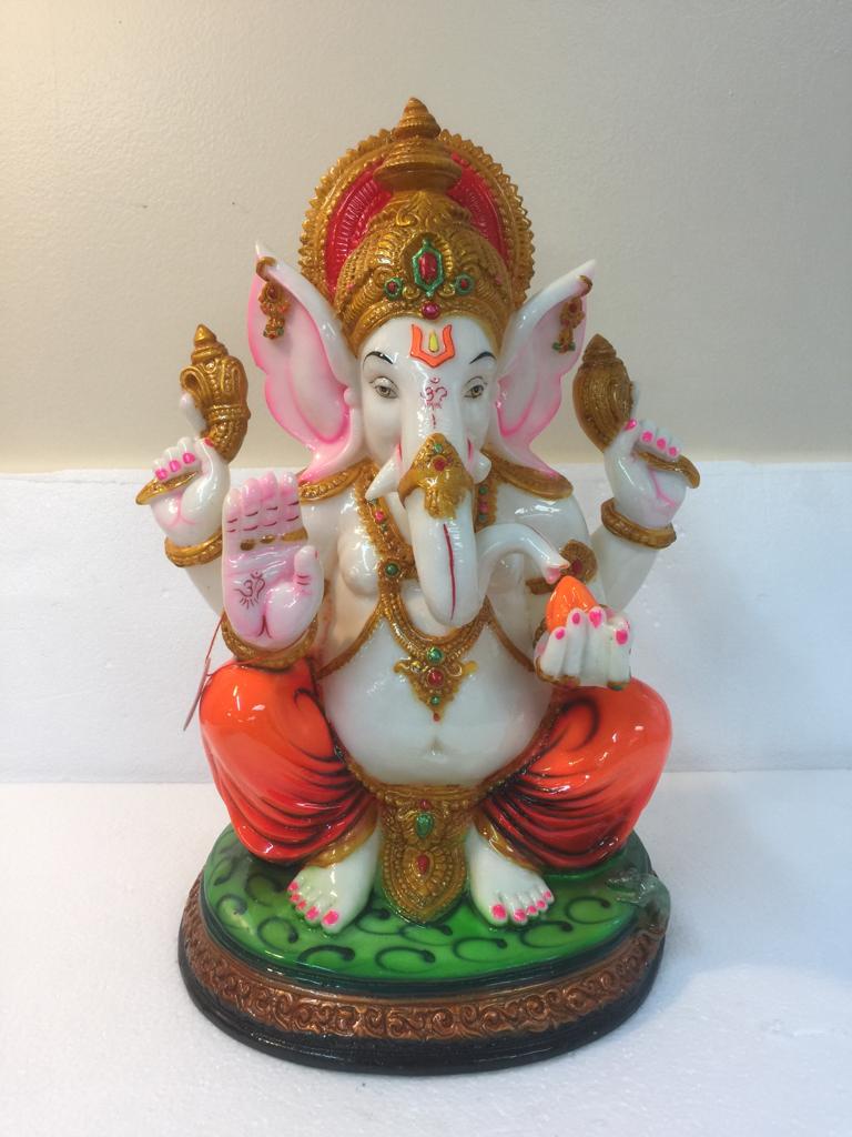 Beautiful & Colorful Fiber Ganesh Statue - 15.5" # 18