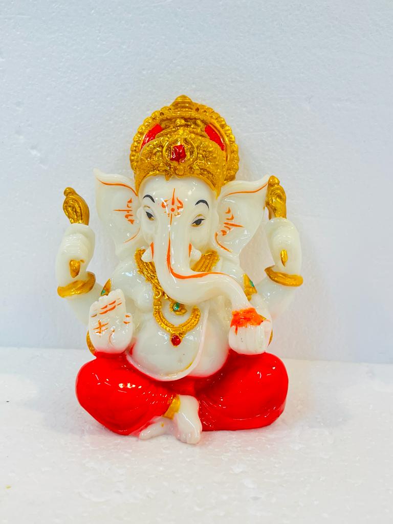 Beautiful & Colorful Fiber Small Ganesh Statue - 5.25" # 33