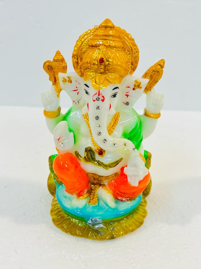 Beautiful & Colorful Fiber Medium Ganesh Statue - 6" # 39