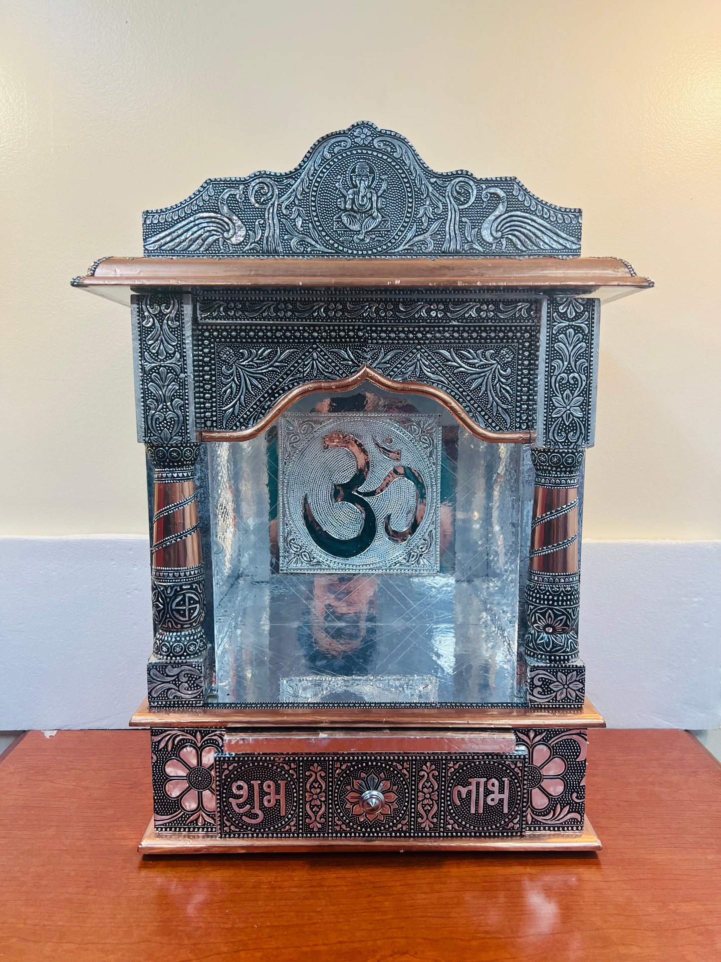 Traditional Aluminium Copper Oxidised Plated Temple (Open)-   sizes  22.5"