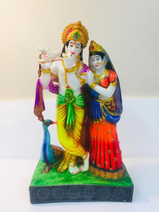 Beautiful & Colorful Fiber Statue of Radha Krishna - 16.5"