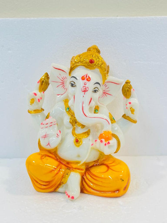 Beautiful & Colorful Fiber Medium Ganesh Statue - 6" # 41