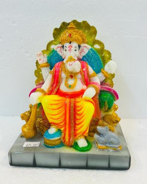 Beautiful & Colorful Fiber Medium Ganesh Statue - 6" # 45