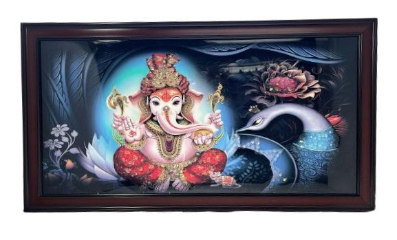 Beautiful Wooden Fiber Acrylic Wall Piece of Ganeshji # 5 - 26 x 14.10"