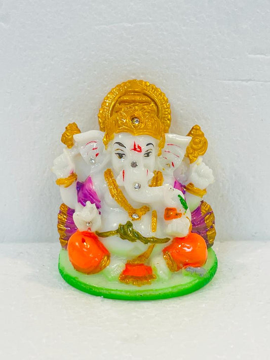 Beautiful & Colorful Fiber Very Small Ganesh Statue - 3" # 5