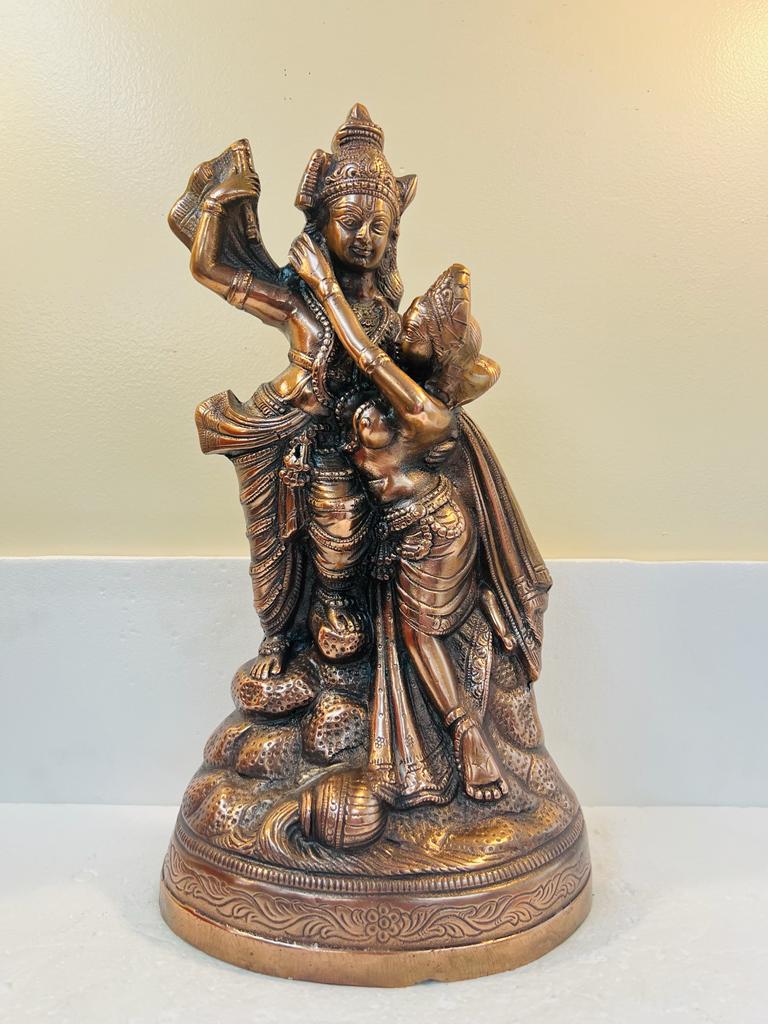 Artistic Black Metal Statue of Radha Krishna 20"