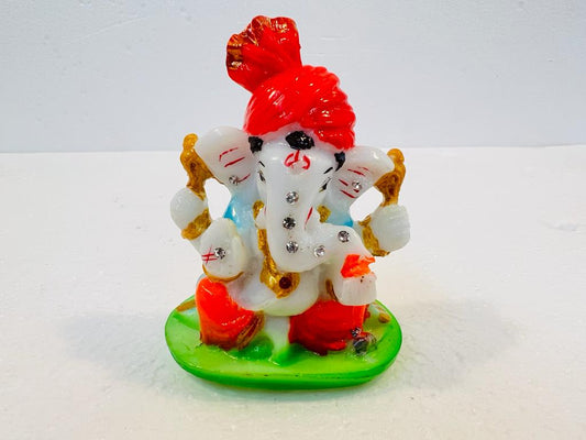 Beautiful & Colorful Fiber Very Small Ganesh Statue - 3" # 6