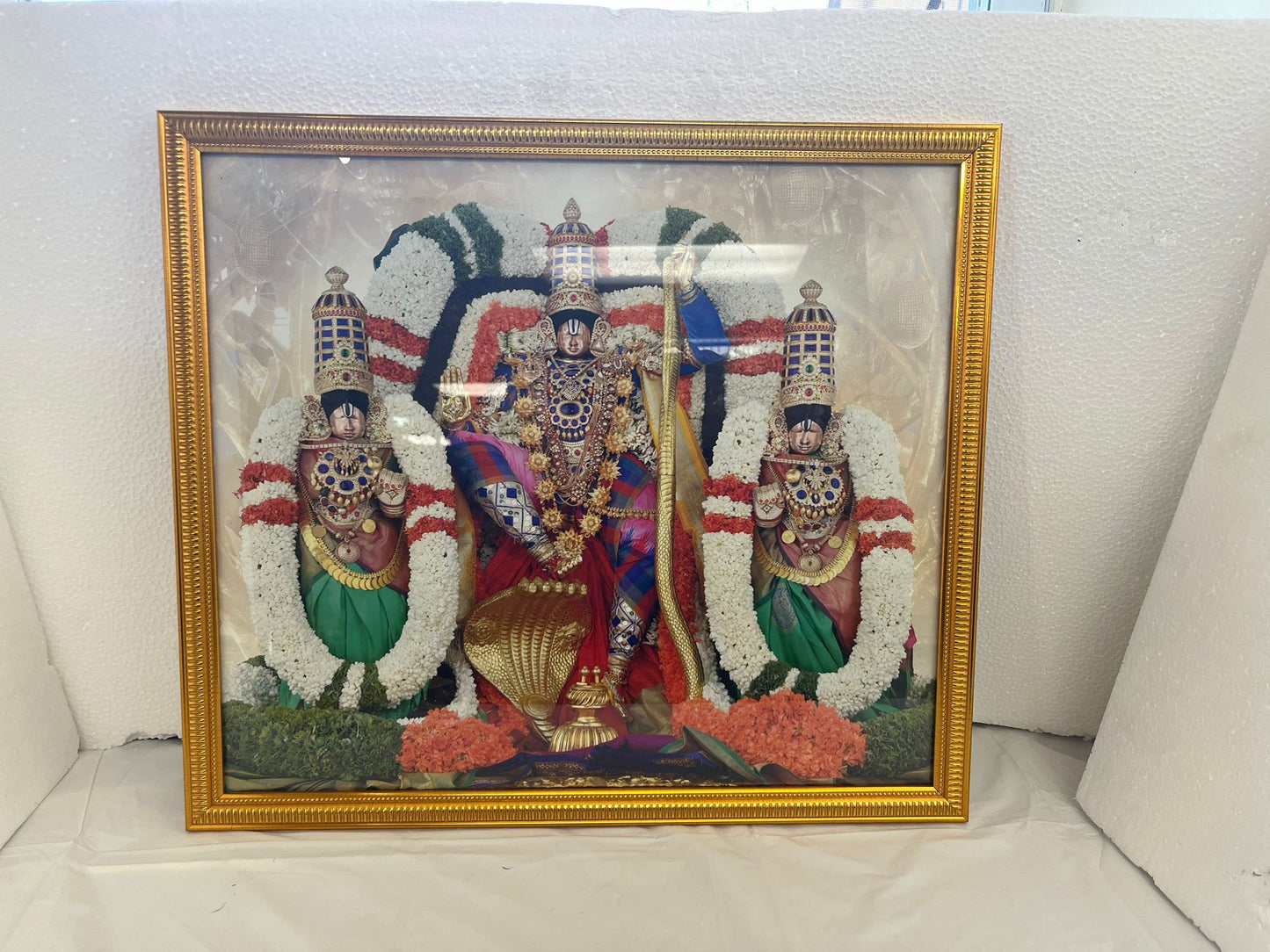 Golden Glass Framed Picture of Sri Venkateshwara Swamy # 1 - 18.30 x 16"