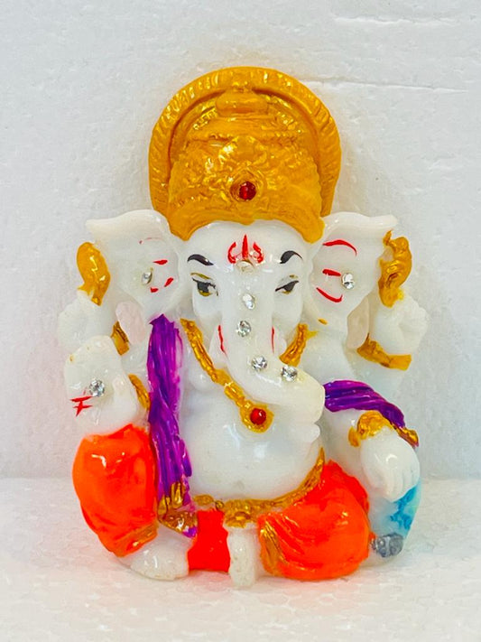 Beautiful & Colorful Fiber Very Small Ganesh Statue - 3.5" # 7