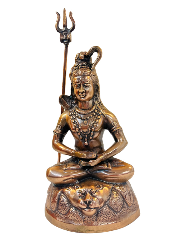 Artistic Black Metal Statue of Shankarji in Meditation Pose w/ Trishul 21"