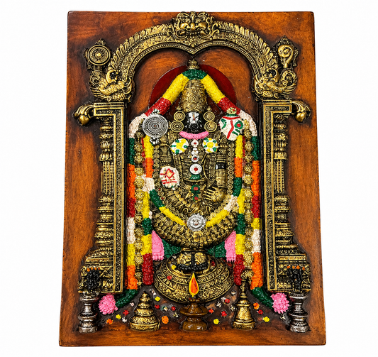 Divine Balaji Temple Wall Hanging – Antique Gold Finish