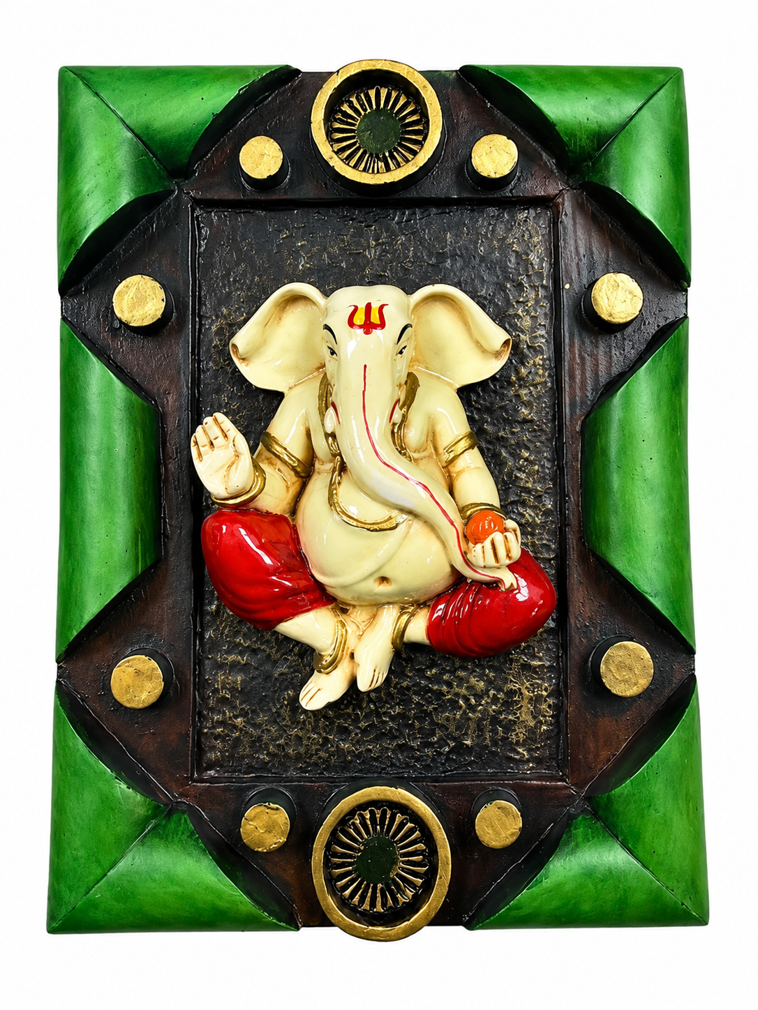 Divine Ganesha Wall Hanging – Royal Green & Antique Gold