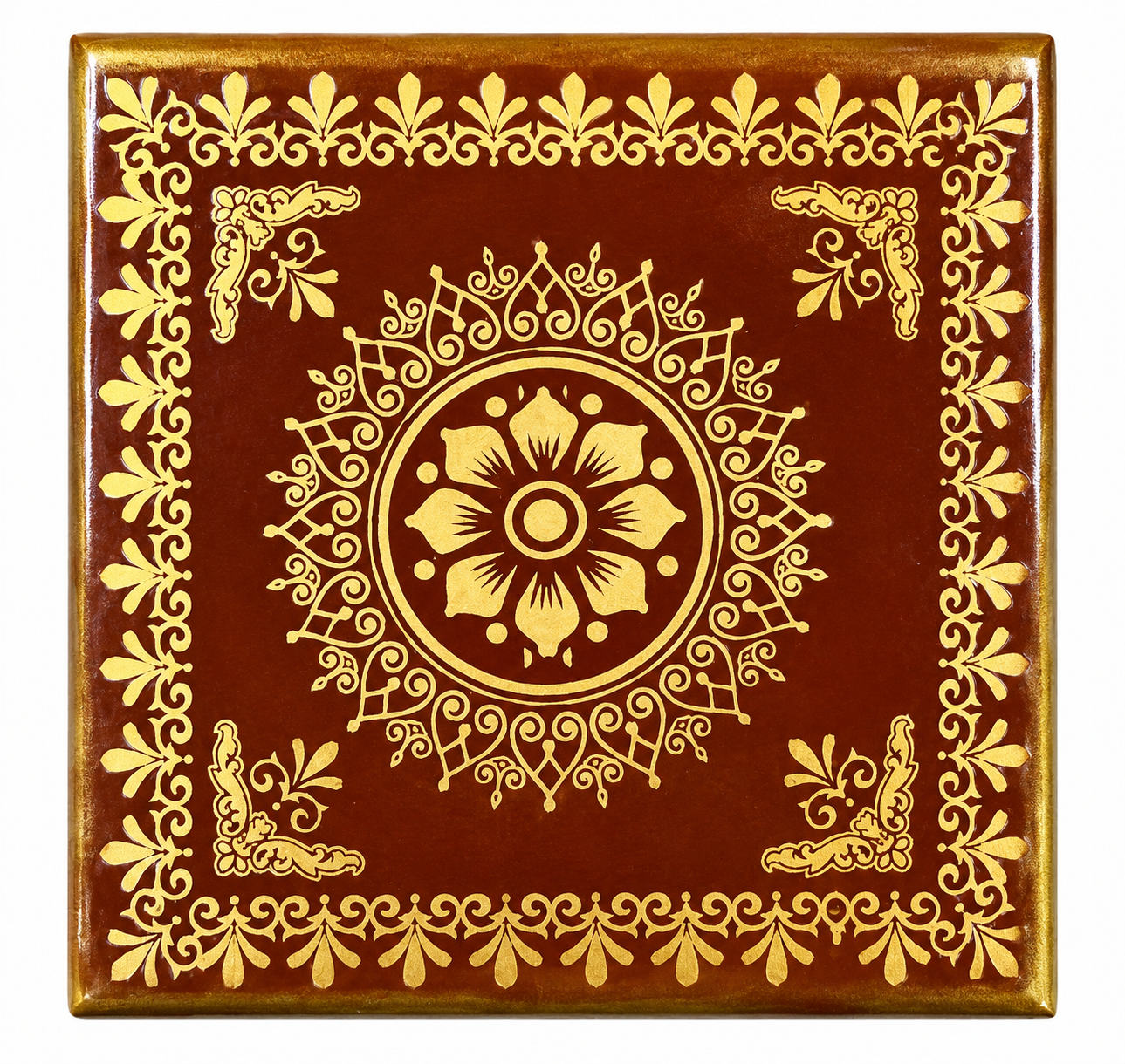 Premium Floral Pooja Chowki / Bajot – Decorative Square Wooden Platform