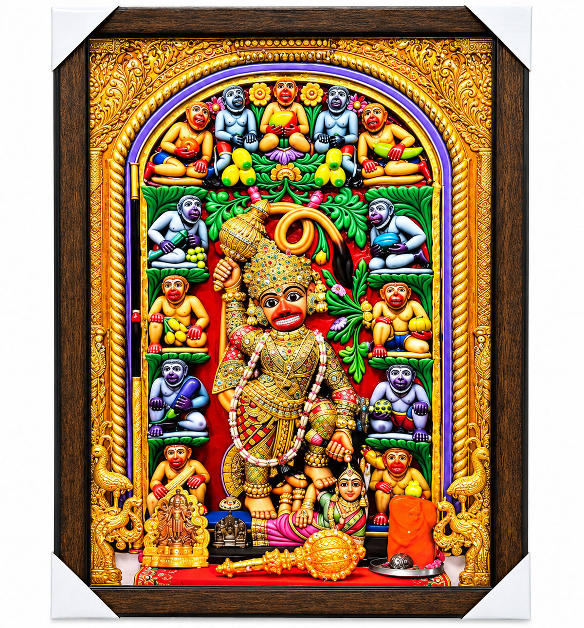 Divine Hanuman Darbar 3D Resin Crystal Art Frame – 14 × 20 Inch