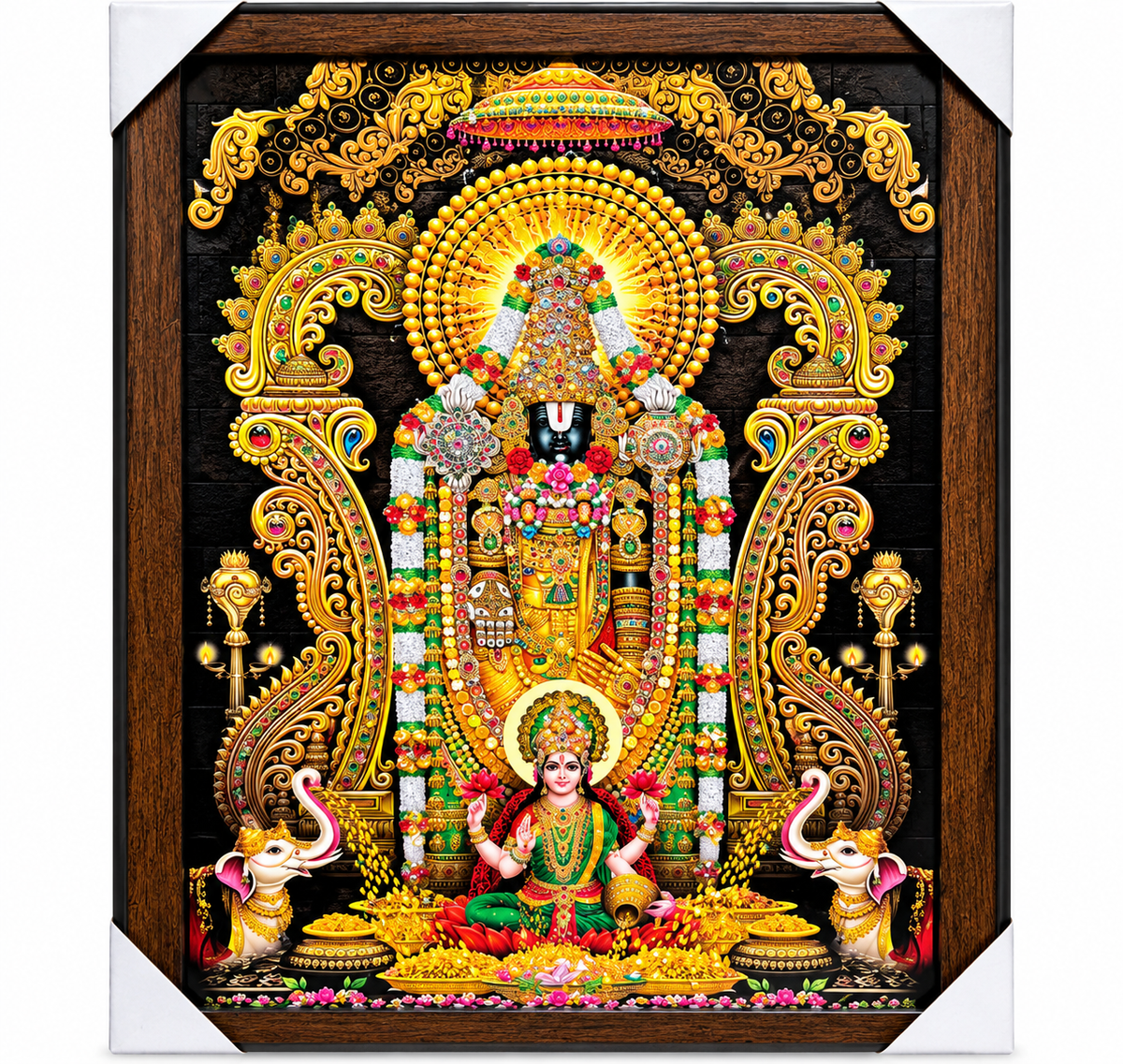 Tirupati Balaji & Goddess Lakshmi Divine Crystal Resin Frame – 14" x 20"