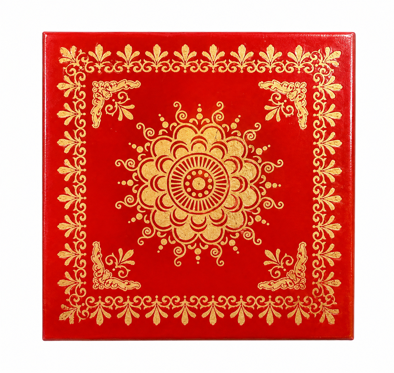 Premium Floral Pooja Chowki / Bajot – Decorative Square Wooden Platform