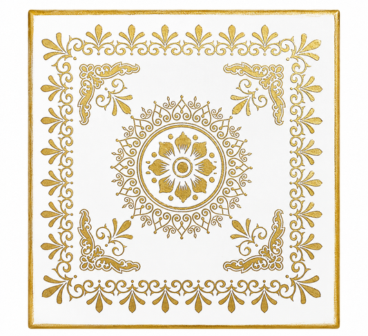 Premium Floral Pooja Chowki / Bajot – Decorative Square Wooden Platform