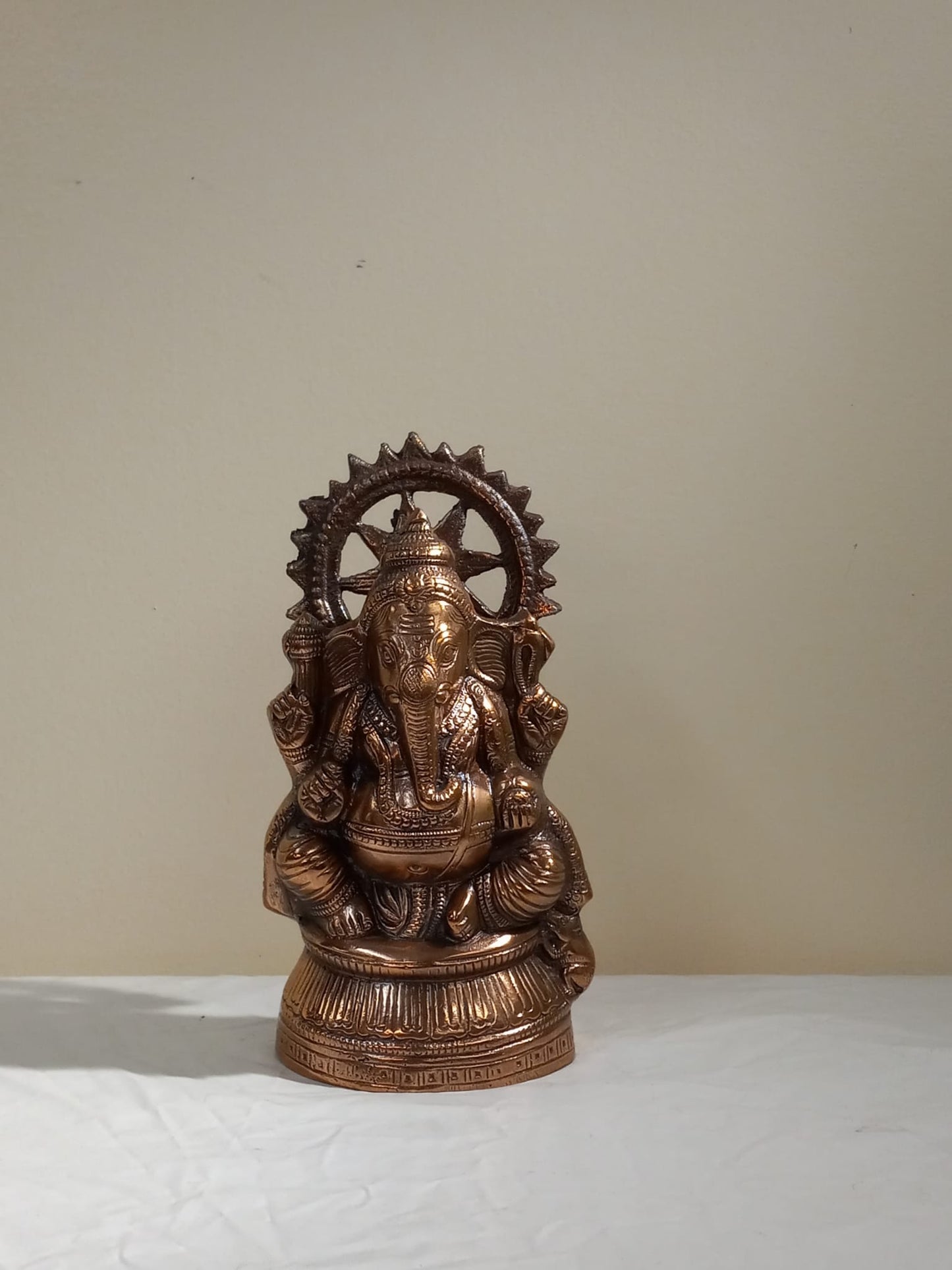 Artistic Carved Black Metal Small Ganesha Statue - 11"