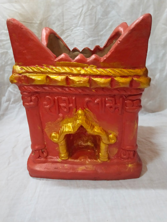 TRADITIONAL  CLAY TULSI  PLANTERS POT   (KYARA)- RED Color - 9.5" Height