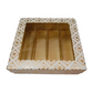 White Golden Design Square Empty Sweet Boxes - 500 Gm