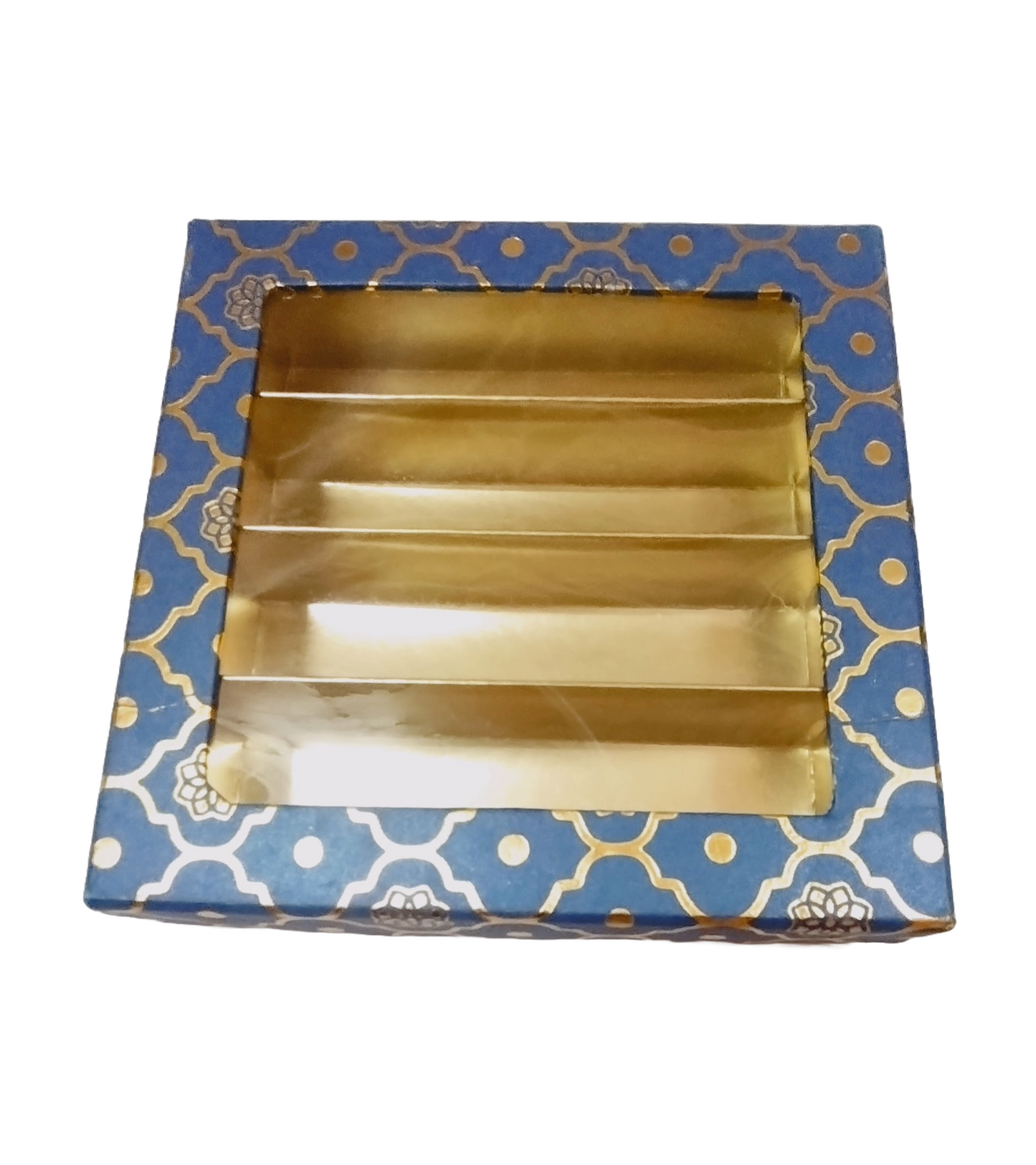 Blue Golden Design Square Empty Sweet Boxes- 500 Gm