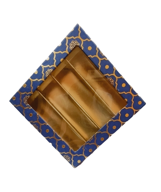 Blue Golden Design Square Empty Sweet Boxes- 500 Gm